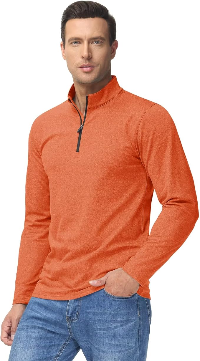Boladeci Men's Quarter Zip Pullover Premium Fleece Lined Heather Long Sleeve - Image 2