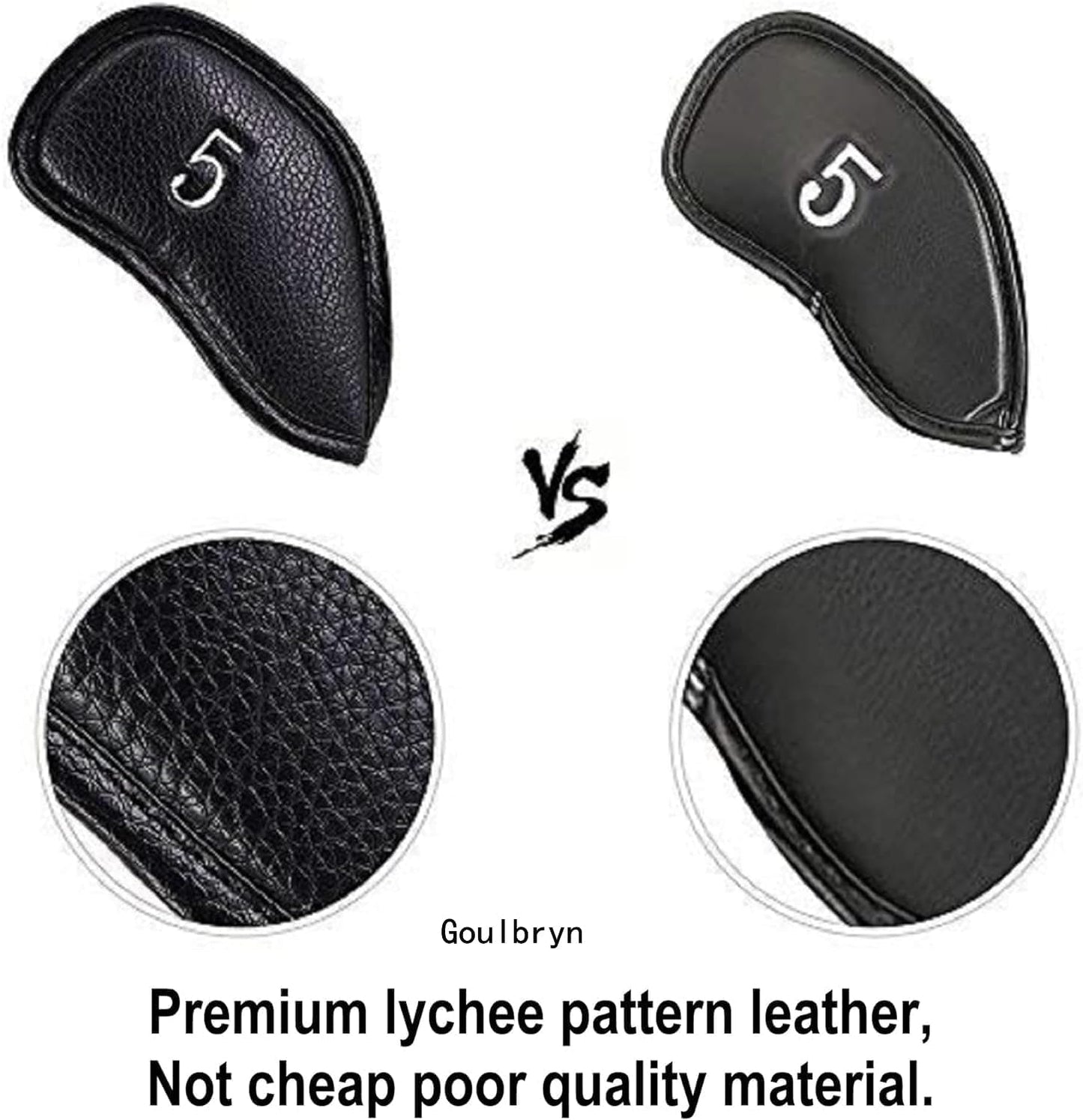 12pcs Thick Synthetic Leather Golf Iron Head Covers Set Headcover Fit All Brands Callaway Ping Taylormade Cobra Etc