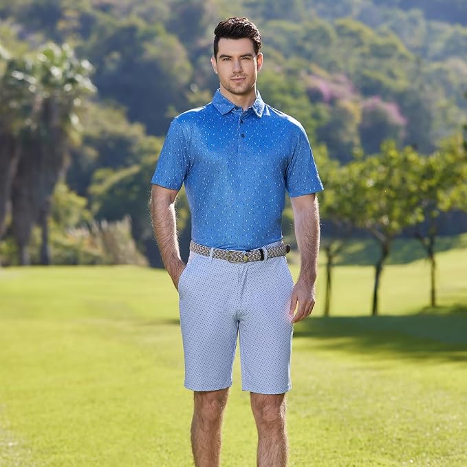 Golf Shirts for Men Dry Fit Short Sleeve Print Performance Moisture Wicking - Image 3
