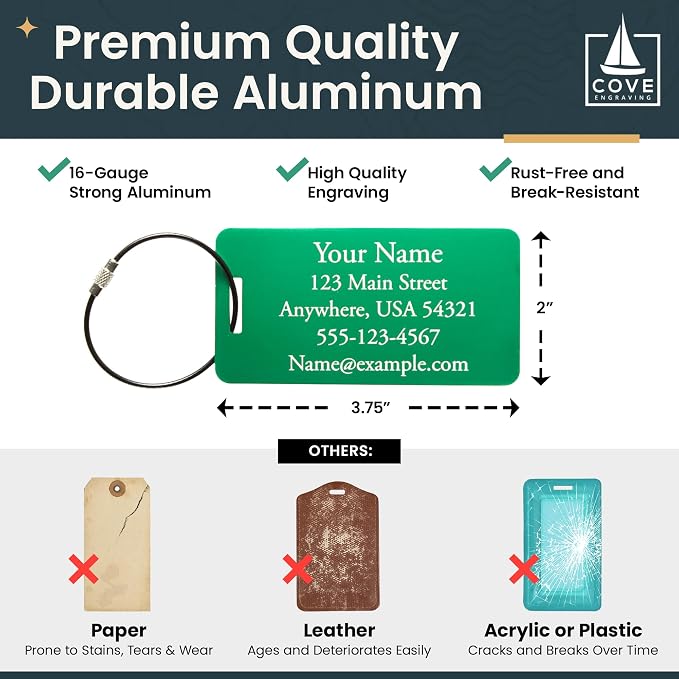 Two Custom Engraved Aluminum Luggage Tags - Image 3