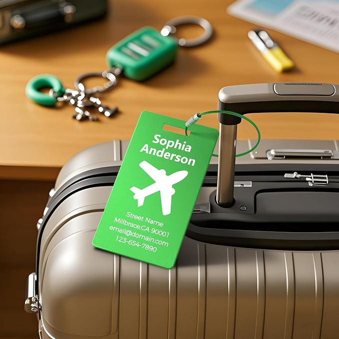 4 Pack Personalized Luggage Tags, Custom Engraved Aluminum Luggage Tags - Image 4