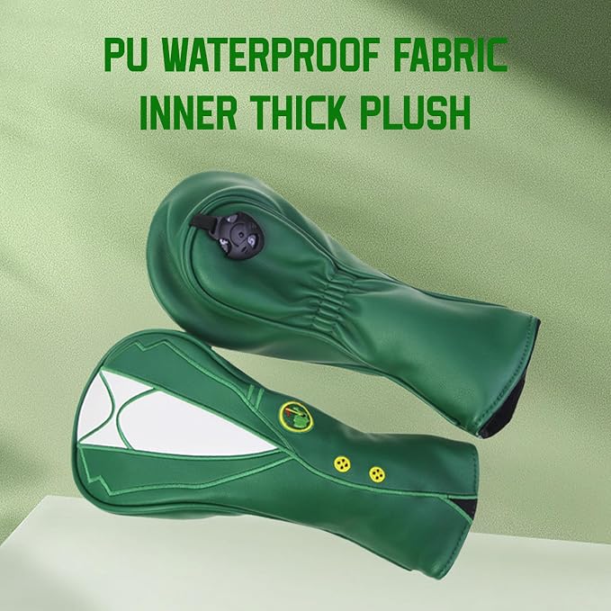 Green Jacket Golf Club Covers, PU Leather Elastic Neckline Golf Head Covers - Image 4