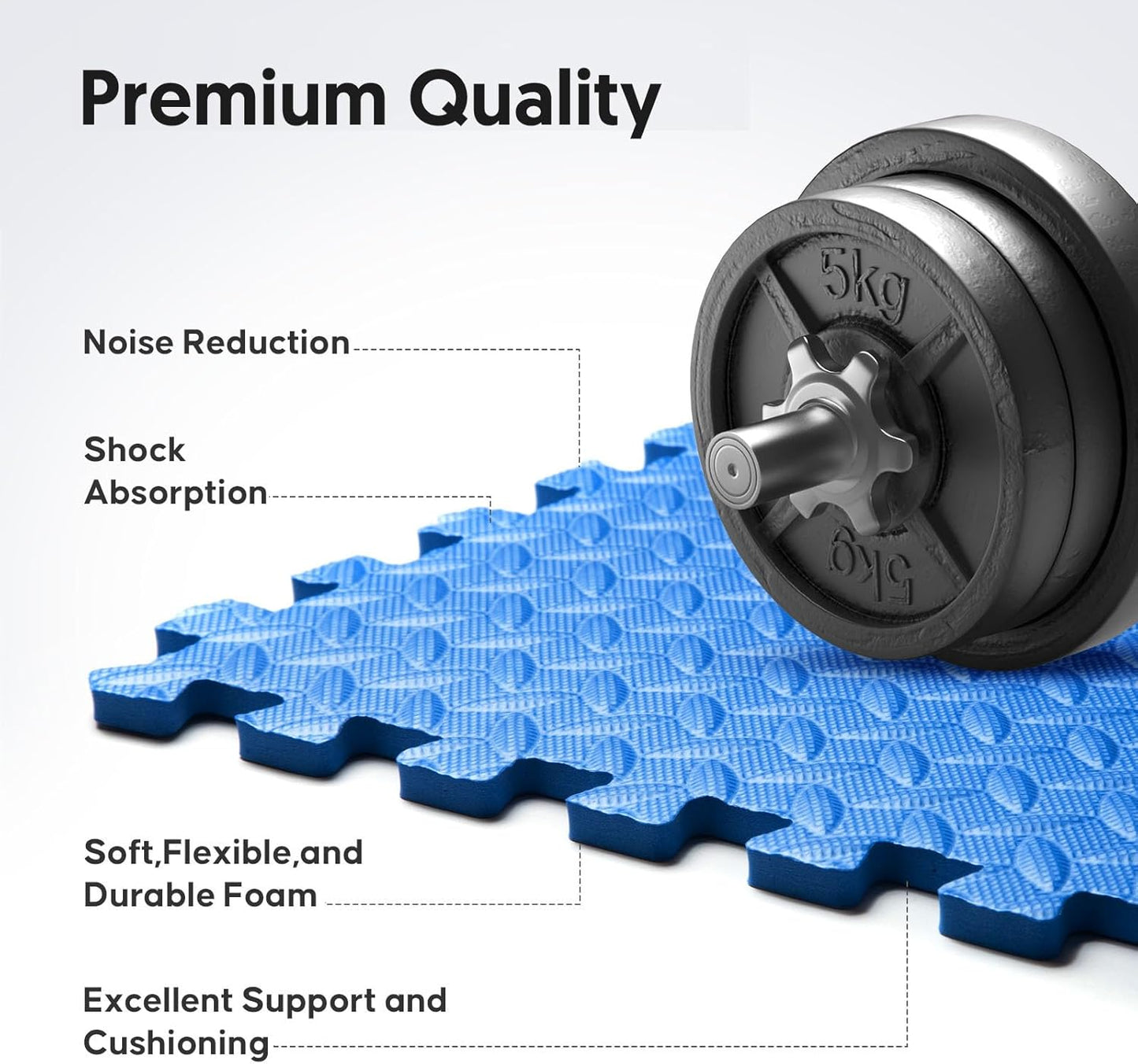 Home Gym Mat, Puzzle Exercise Mat,EVA Interlocking Foam Floor Tiles for Home Workout Equipment and Kids' Play Areas - Blue, 24 in x 24 in x ½ in - 32 Tiles (Blue, 32 Pack 128 sq ft)