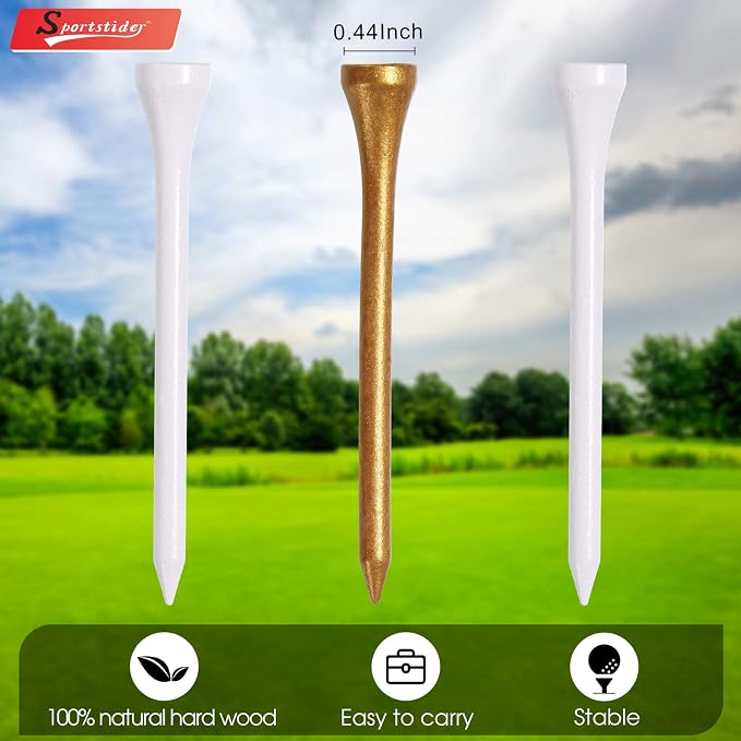 Golf Tees, 3 1/4Inch, Professional Deluxe Wooden Golf Tee, More Than 20 Colors - Image 2
