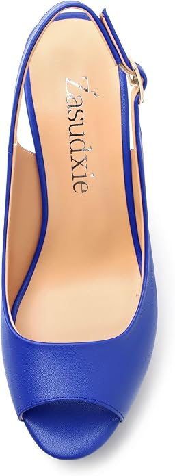 Womens Peep Toe Wedge Heels Matte Fashion Cork Slingback Pumps Platform Wedge - Image 3