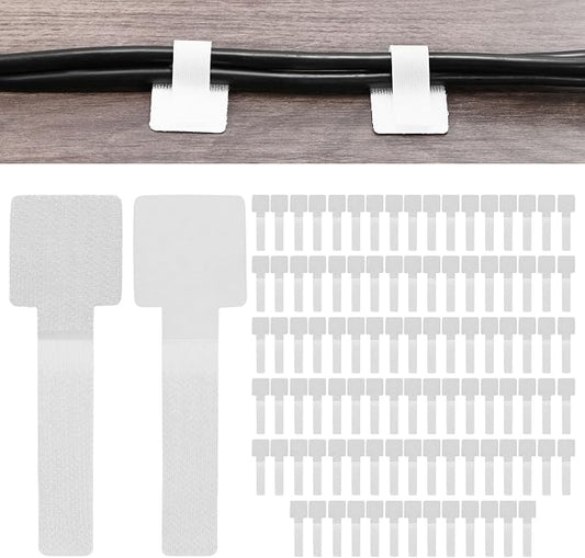 100-Pack Hook and Loop Cable Ties, 3.5 x 1.1 Inch Adjustable Self-Adhesive Cord by MMETERXITY