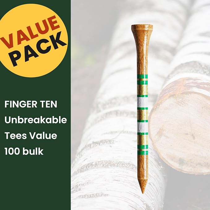 FINGER TEN Golf Tees Wood for Men Wooden Tee 1 1/2 2 3/4 3 1/4 Inch Western - Image 2
