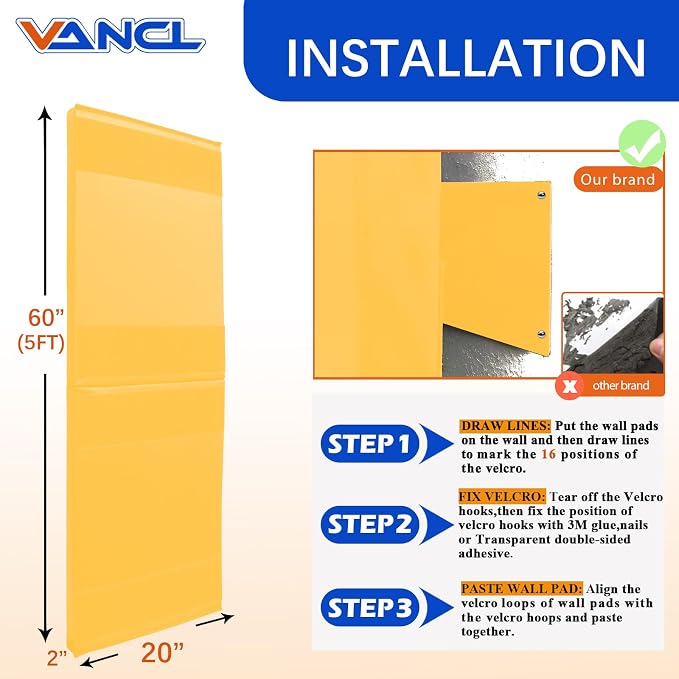 Gym Padding Wall Pads for Gym Wall Mats Basketball Wall Padding 2" Thick Foam - Image 2