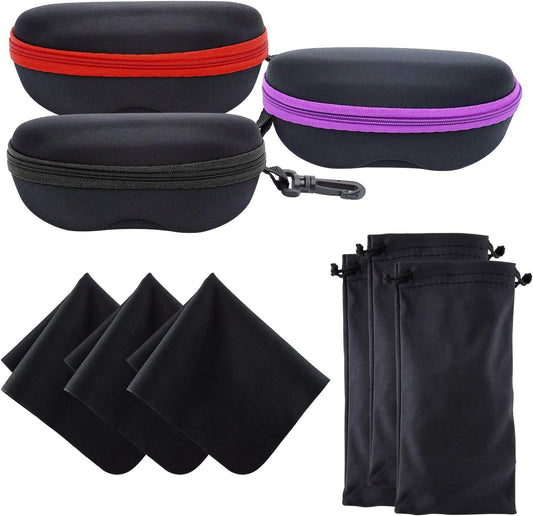 INNOLIFE Zipper Hard Shell Sunglasses Cases, Portable Travel Eyeglasses Cases with Plastic Hook for Men Women