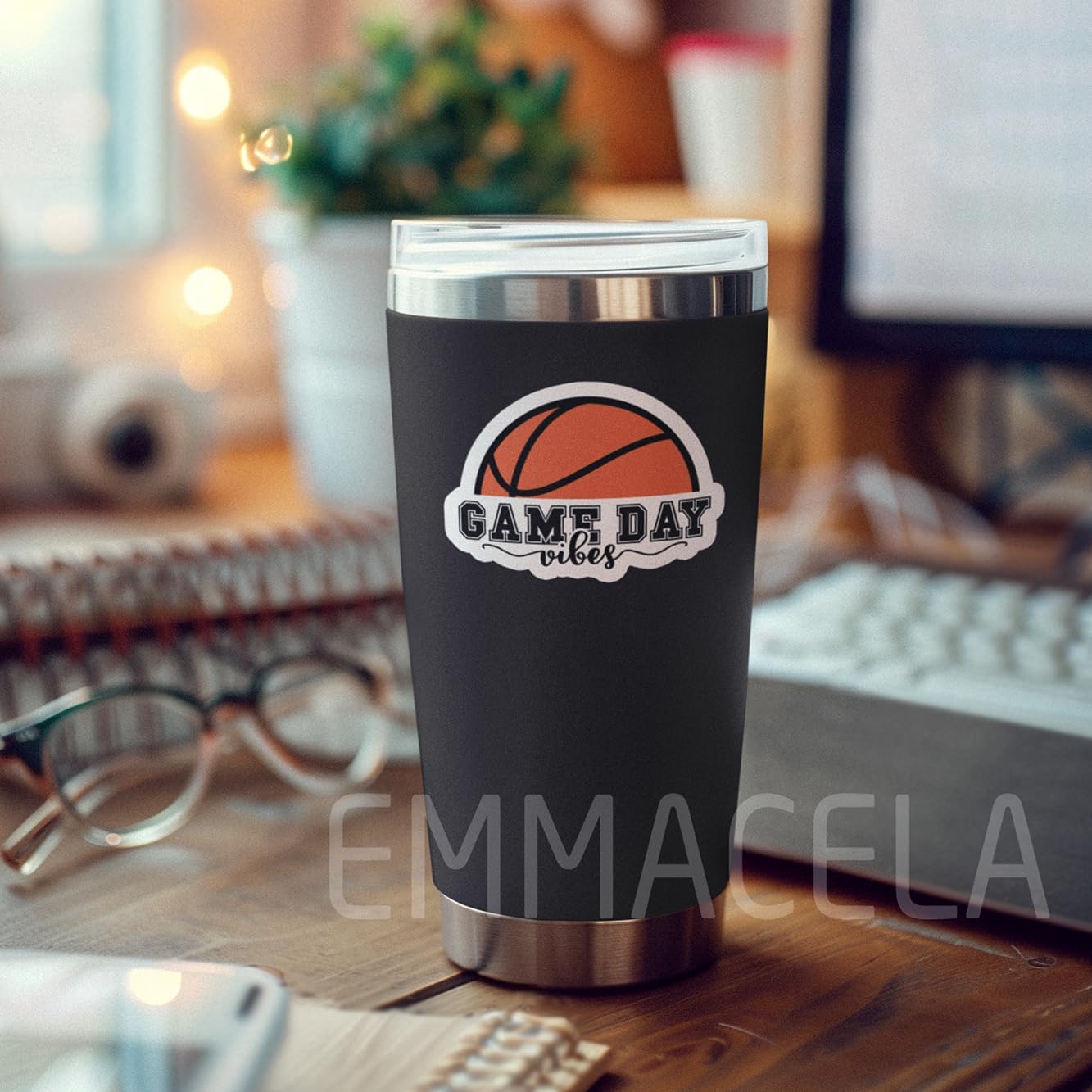 (3PCS) Basketball Stickers, Game Day Vibes - Waterproof Vinyl Decals for Players, Teams, Coaches – Sports Stickers for Tumblers, Water Bottles, Laptops – 3 x 2.2 Inch
