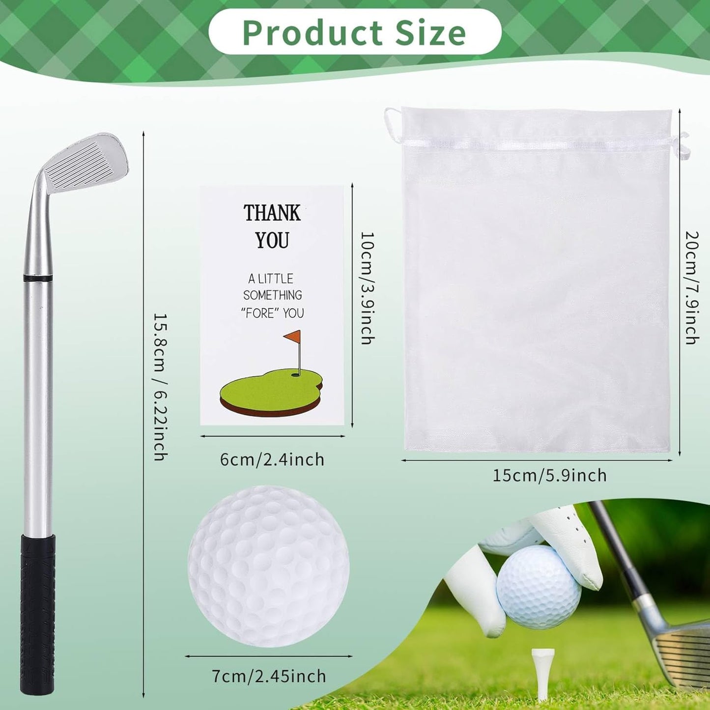 12 Sets Golf Ballpoint Pen Golf Pads Thank You Cards and Bags Golf Club Props Funny Sports Golfing Pen Black Gel Ink Golfing Pen for Men Women Golf Party Office Coworkers Stationery