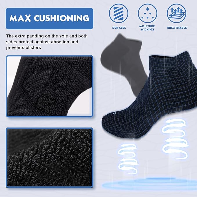 Hylaea Athletic Running Socks Cushion Padded Moisture Wicking Low Cut - Image 5