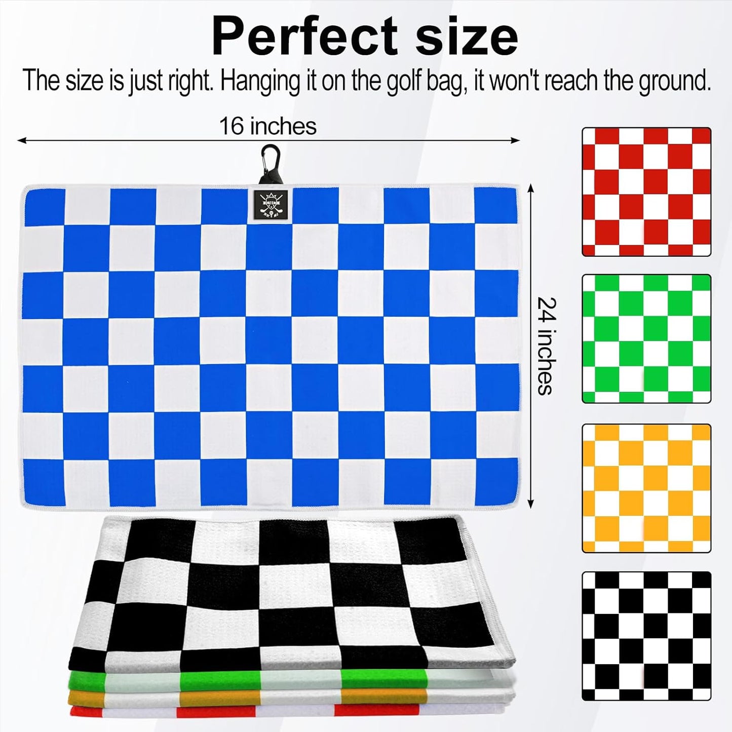 2 Pack 24"x16" Magnetic Golf Towels - Premium Waffle Pattern, with Magnet & Carabiner Clip for Golf Bags, Carts & Clubs. Essential for Men & Women Golfers - Red/Black