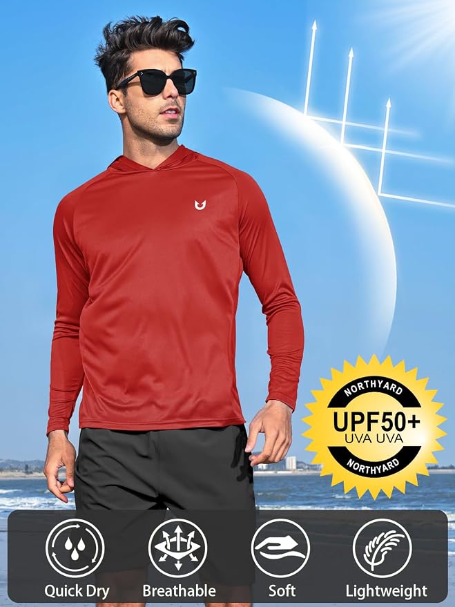 NORTHYARD Men's UPF 50+ Hoodie Shirts Long Sleeve Sun Protection Fishing Swim - Image 2