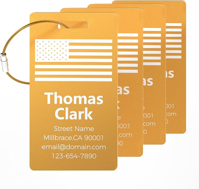 4 Personalized Metal Luggage Tags by Unknown