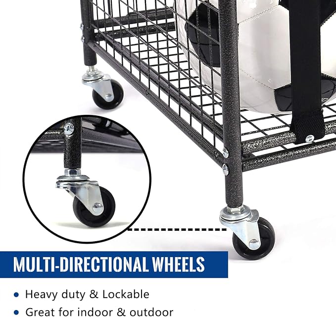 Mythinglogic Rolling Ball Storage Cart, Sports Equipment Storage Organizer - Image 4