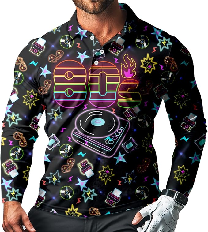 Men's Long Sleeve Golf Shirt Quick Dry 3 Button Work Fishing Outdoor Casual by SQPO