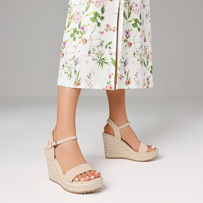mikarka Women's Espadrille Wedge Sandals: Ankle Strap Platform Open Toe Wedges - Image 5