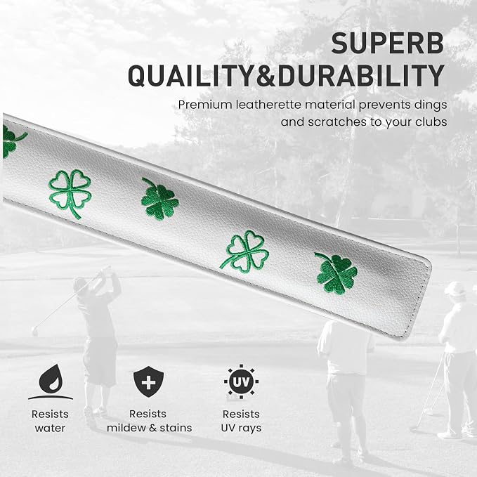 FINGER TEN Golf Alignment Stick Cover Headcover Rods Holder Case Leather 14''× - Image 4