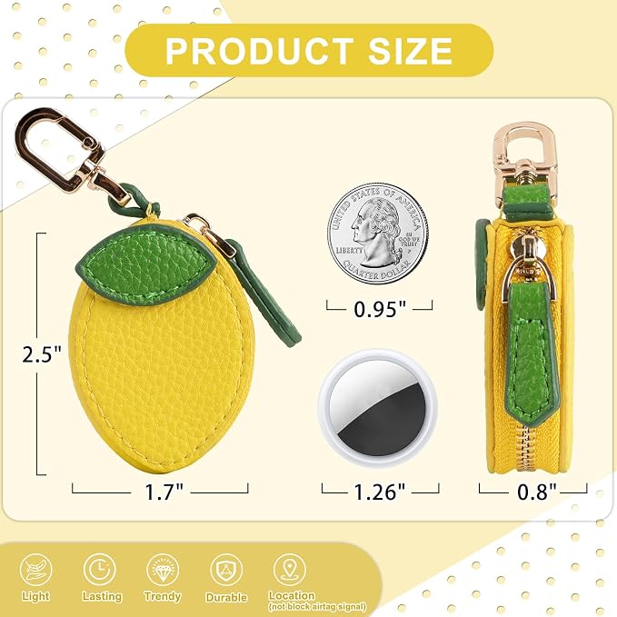 XSUIOY Orange Fruit Coin Purse Keychain Bag Charm, Mini Leather Coin Purse & - Image 2