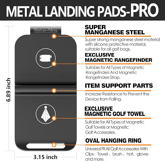 Golf Bag Metal Landing Pads for Magnetic Golf Towel, Golf Rangefinder, Golf - Image 2