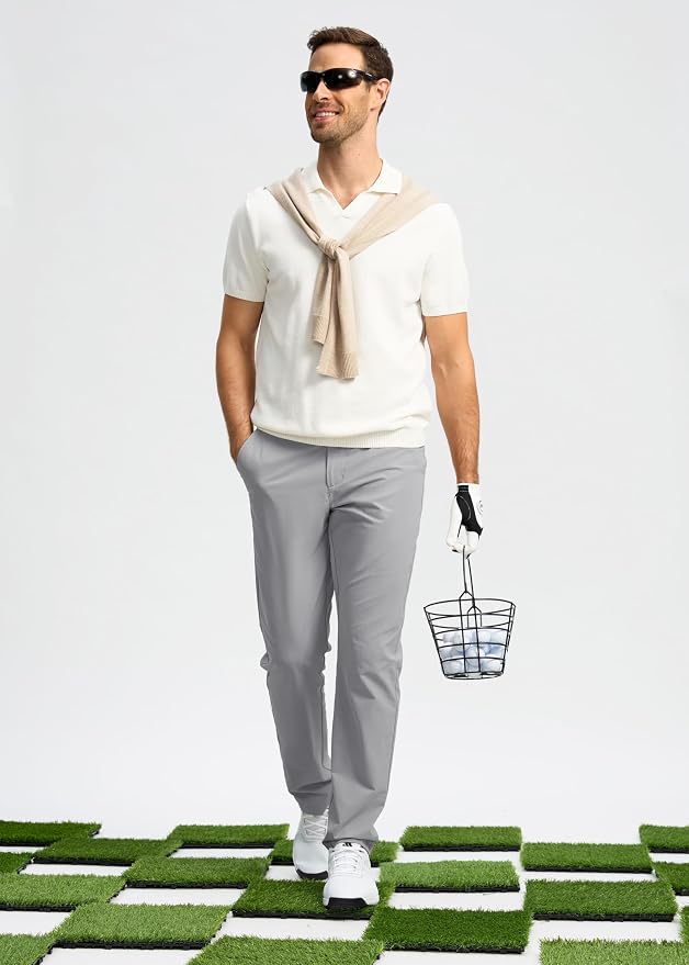 Pudolla Men's Golf Pants Stretch Work Dress Comfy Pants 30"/32"/34" Lightweight - Image 6
