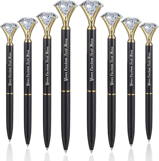 20 Pcs Big Diamond Pens Bling Wedding Crystal Metal Ballpoint Pens with Black Ink