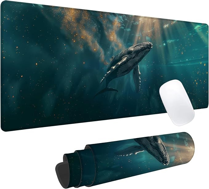 Majestic Whale Gaming Mouse Pad, Office Desk Mat, Anti-Slip Rubber Base Cool by cromcu