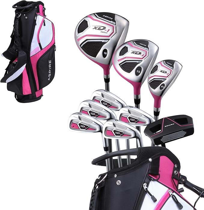 Aspire XD1 Womens Golf Clubs Full Set, Includes Driver, 6-PW Irons, Stand Bag by ASPIRE