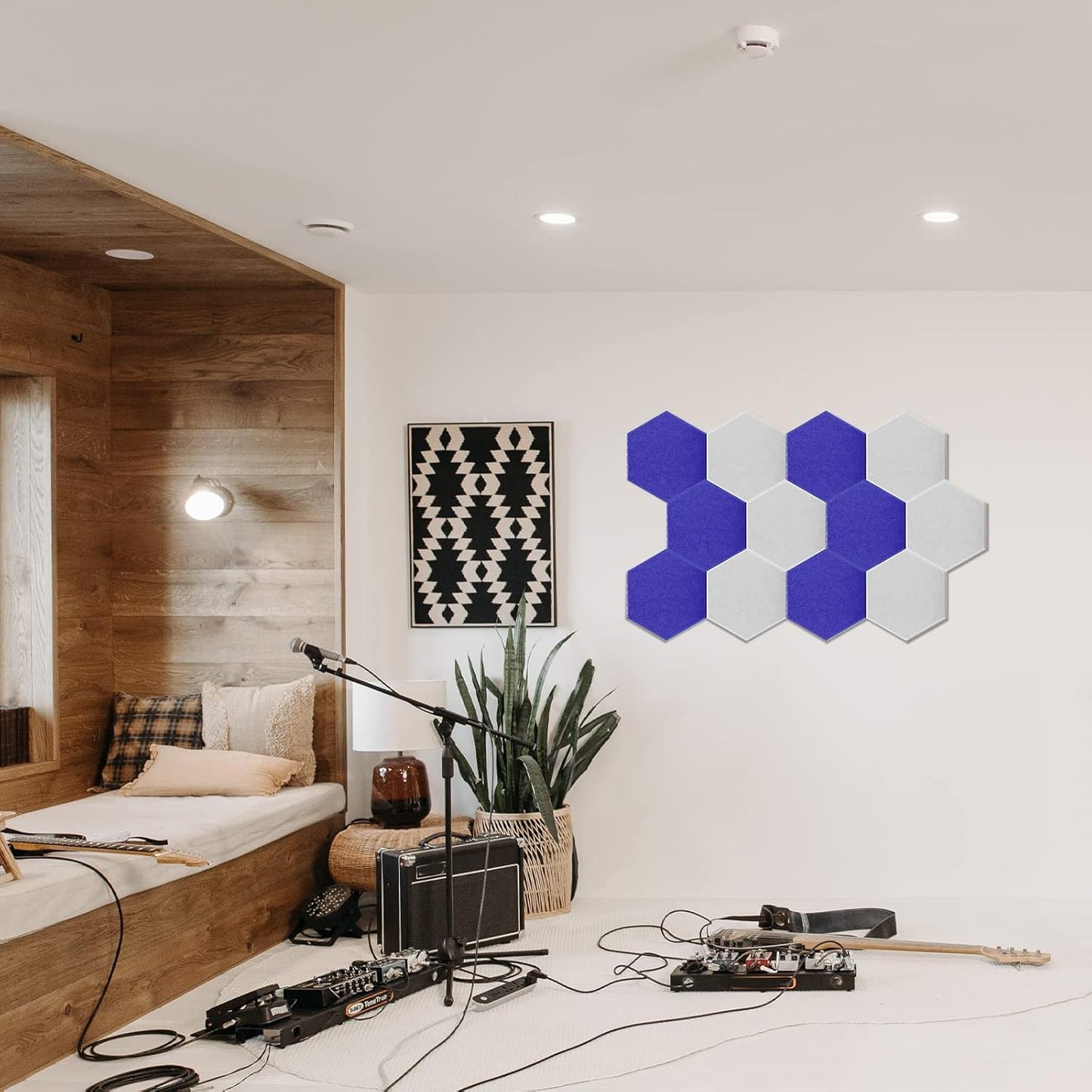 18Pack Hexagon Acoustic Panels 12" X 10" X 0.4" Sound Proof Panels,High Density Sound Dampening Panels With Self-Adhesive Soundproof Absorbing Wall Panels For Home Insulation Studio Office (Dark Blue)