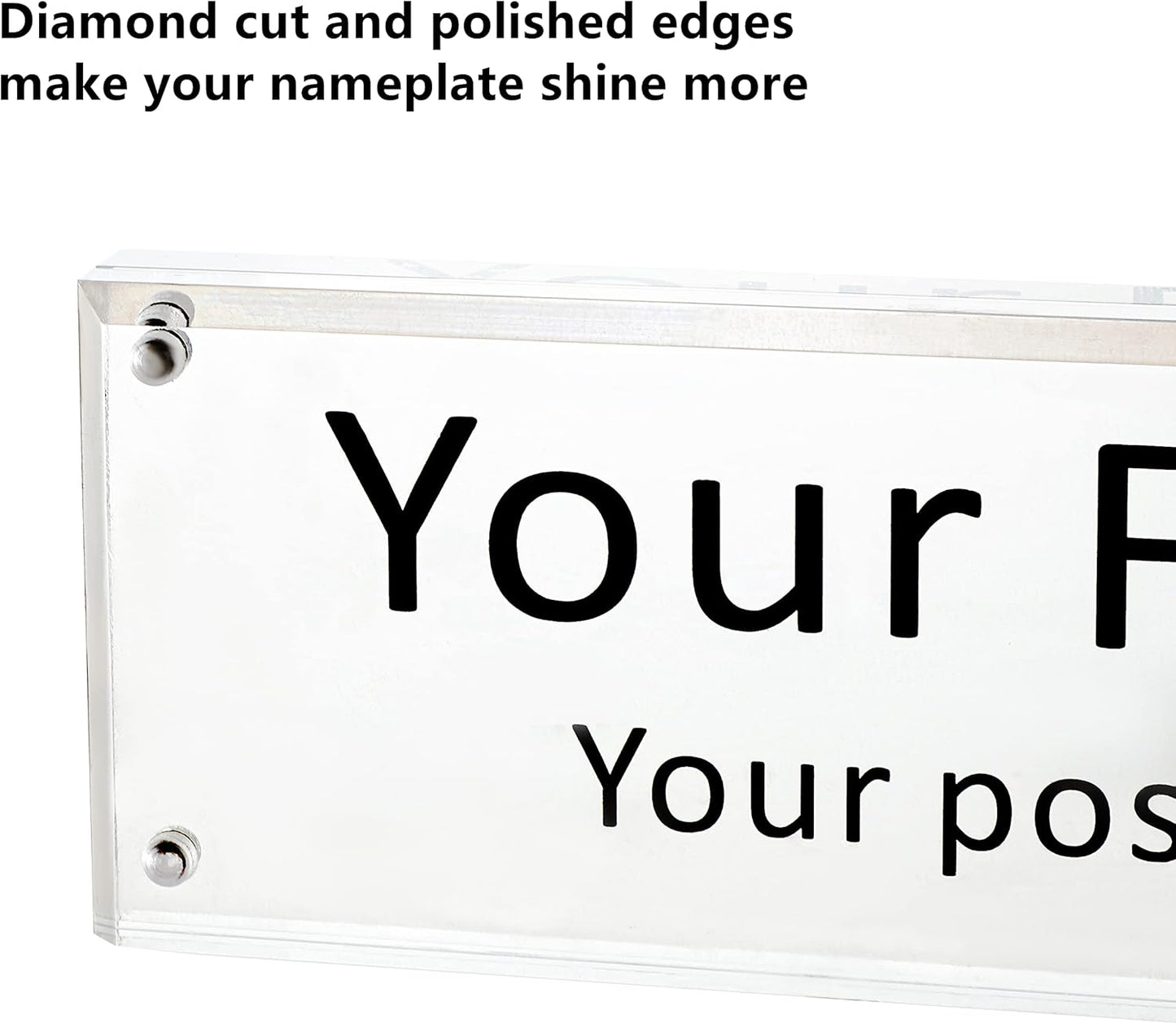 IEEK Acrylic Desk Name Plate, Clear Acrylic Block Nameplate Double Sided Holder, DIY Personalized Name, 2.5x10 Inch