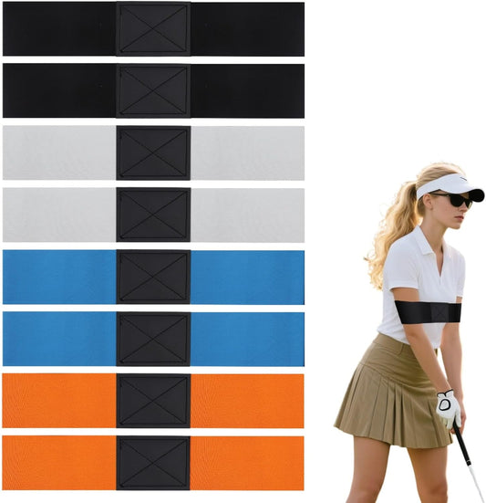 8 Pack Golf Swing Arm Bands, 4 Color Elastic Swing Correcting Trainer Bands, Golf Swing Training Aid for Golfers Beginners