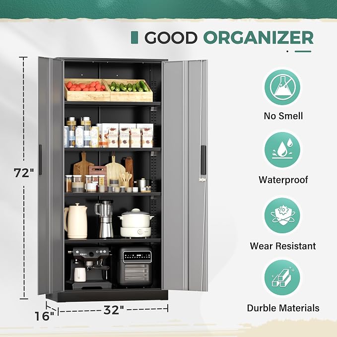 Greenvelly Metal Garage Storage Cabinet - Image 5