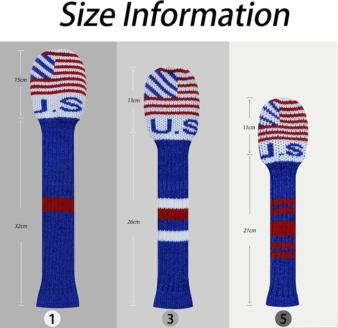 LeFeng 3Pcs Golf Club Covers, Knitted Golf Club Covers - Image 6