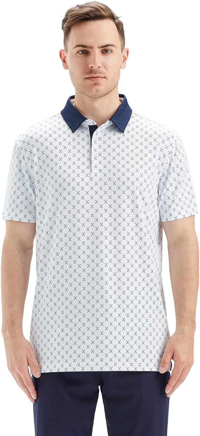 Golf Shirts for Men Dry Fit Short Sleeve Print Performance Moisture Wicking - Image 2