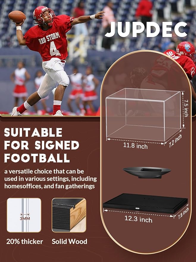 JupDec Football Display Case Full Size, Upgraded Clear Acrylic Box - Image 4