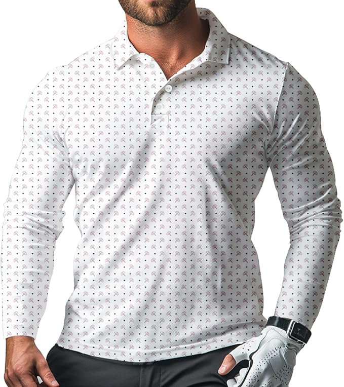 Men's Long Sleeve Golf Shirt Quick Dry 3 Button Work Fishing Outdoor Casual by SQPO