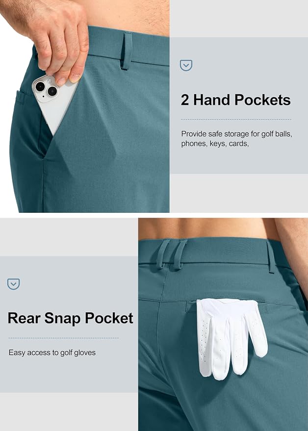 Pudolla Men's Golf Pants Stretch Work Dress Comfy Pants 30"/32"/34" Lightweight - Image 4