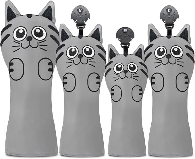 Golf Kitty Head Cover Golf Club White Leather Headcovers 1pc/4pcs Set Fits - Image 2