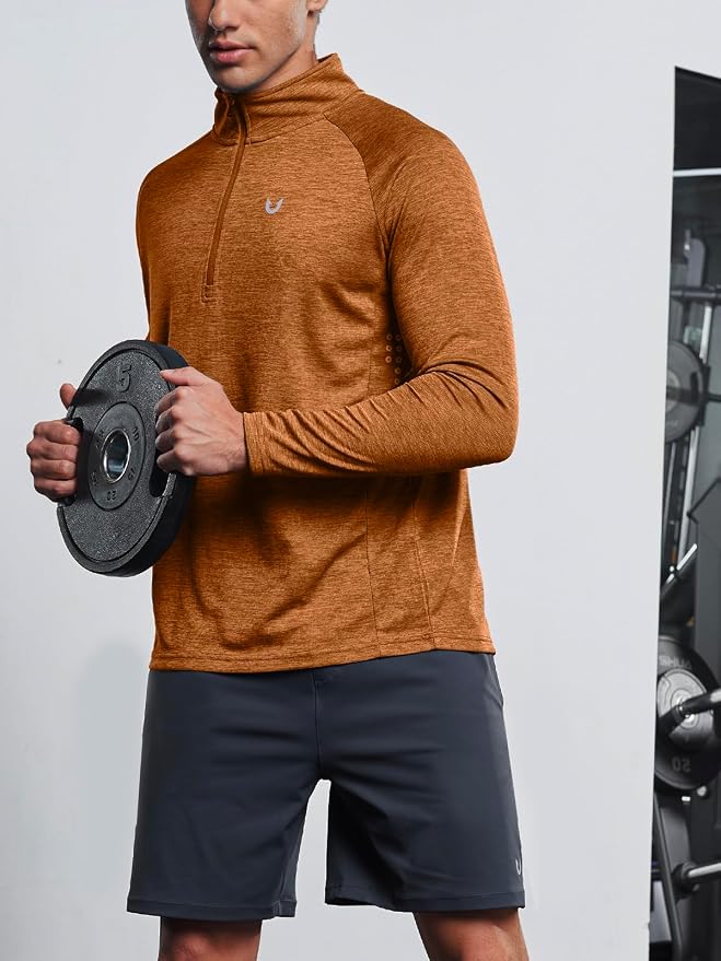 NORTHYARD Quarter Zip Pullover Men Running Shirt Long Sleeve Moisture Wicking - Image 4