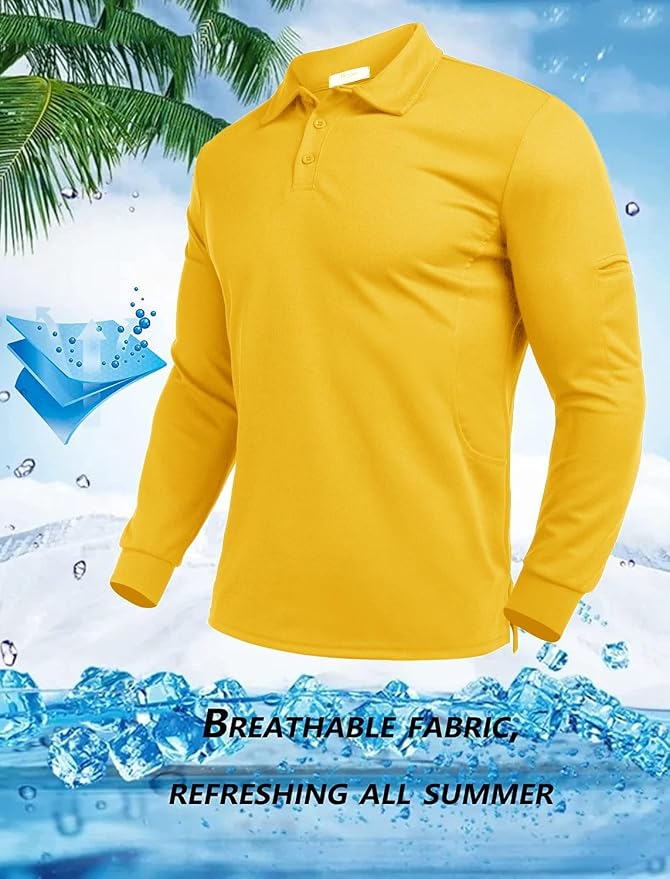 Deyeek Men's Polo Shirts Long Sleeve Golf Polo Shirts - Image 2