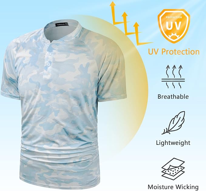 TAPULCO Mens Collarless Golf Shirts Short Sleeve Dry Fit Stretch Casual - Image 2