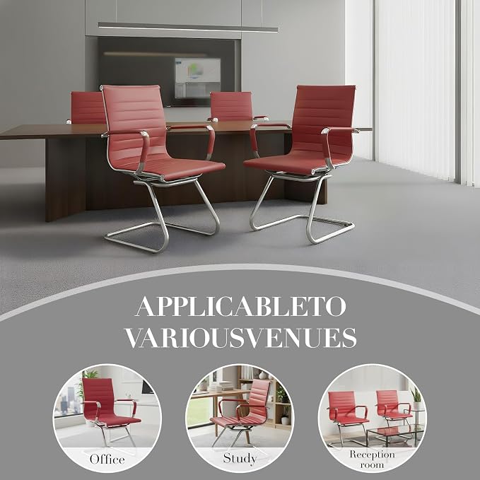 CIMOTA Waiting Room Chairs Leather Office Guest Chair Mid Back Reception Chairs - Image 7