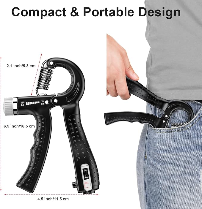 KDG Hand Grip Strengthener 2 Pack Adjustable Resistance 10-130 lbs Forearm - Image 5