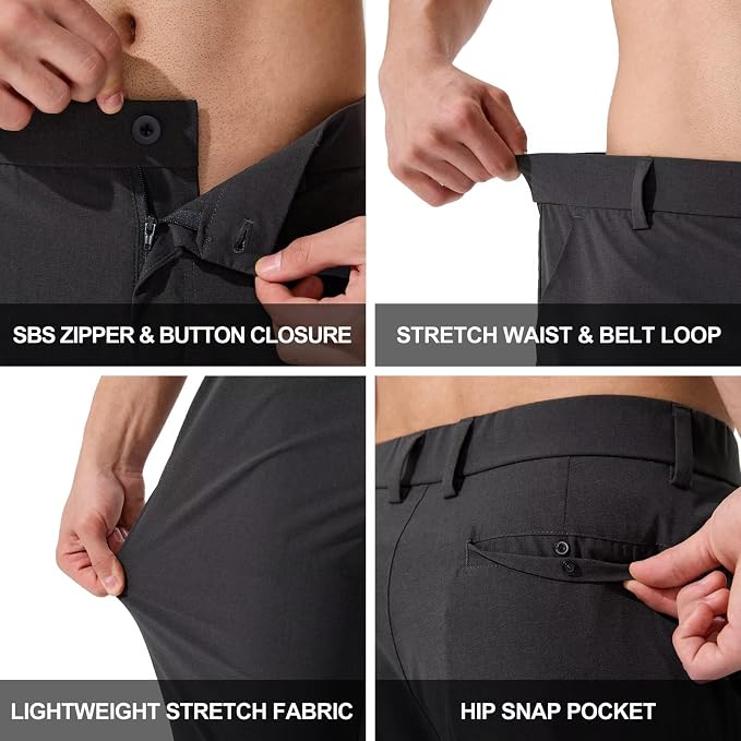 QPNGRP Men's Golf Pants 30"/32"/34" Inseam Lightweight Stretch Work Dress Pants - Image 5