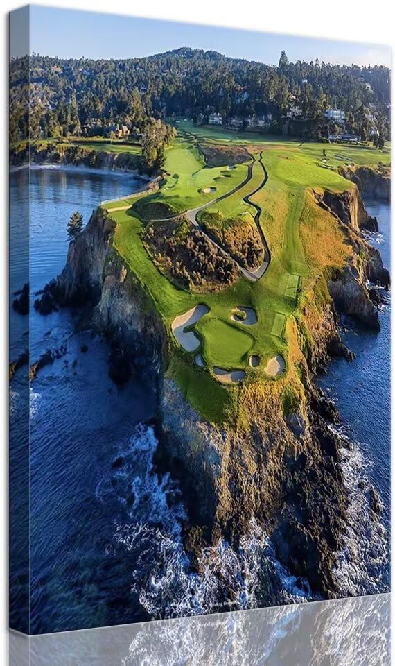 Pebble Beach Golf Course Canvas Wall Art by chenchenArt