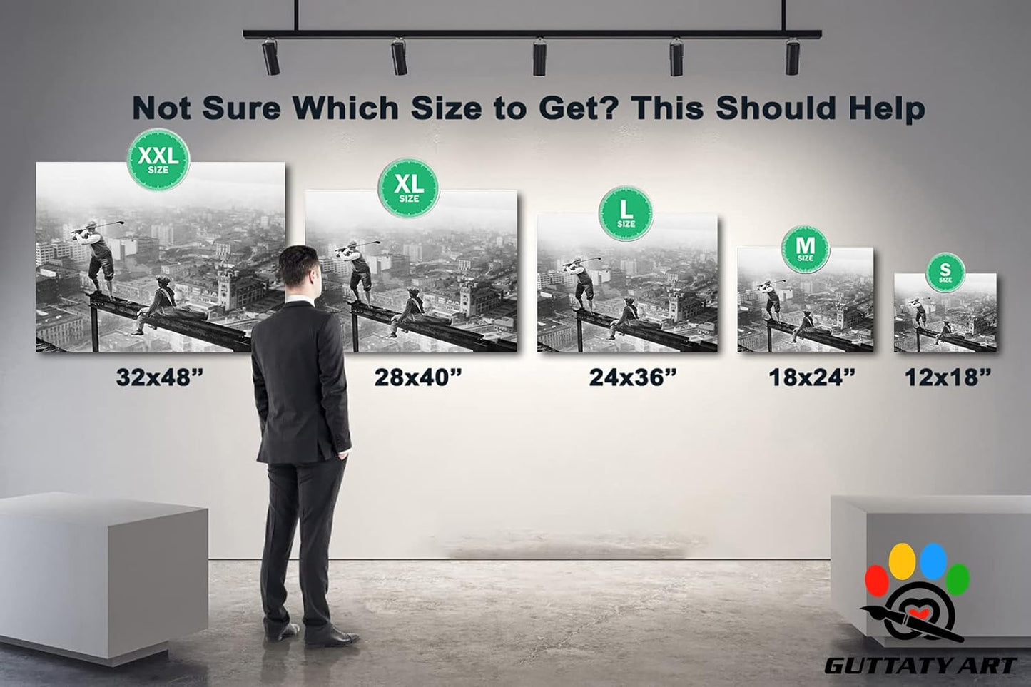 GUTTATY Golf Wall Art, Vintage Golf Pictures Posters Canvas Print Wall Decor for Golfer's Man Cave Home Ofice Ready to Hang (12x18 Inches)