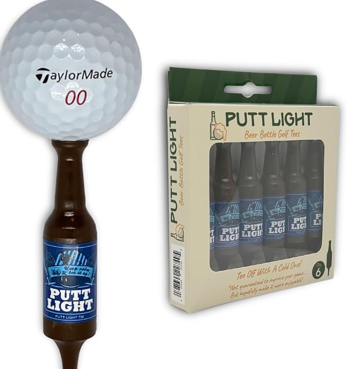 Beer Bottle Golf Tees, Virtually Unbreakable and Recyclable Plastic Golf Tee 6 by PuttLightGolfCo