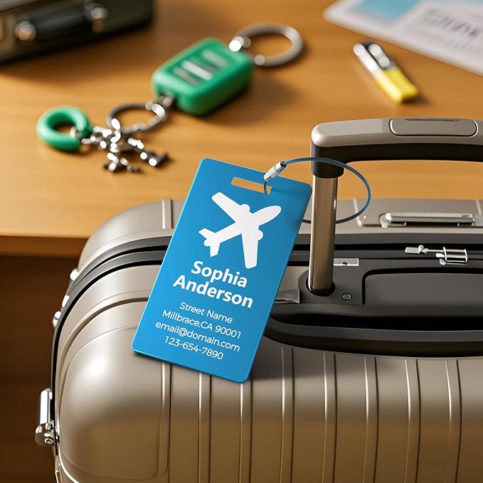 4 Personalized Metal Luggage Tags - Image 6