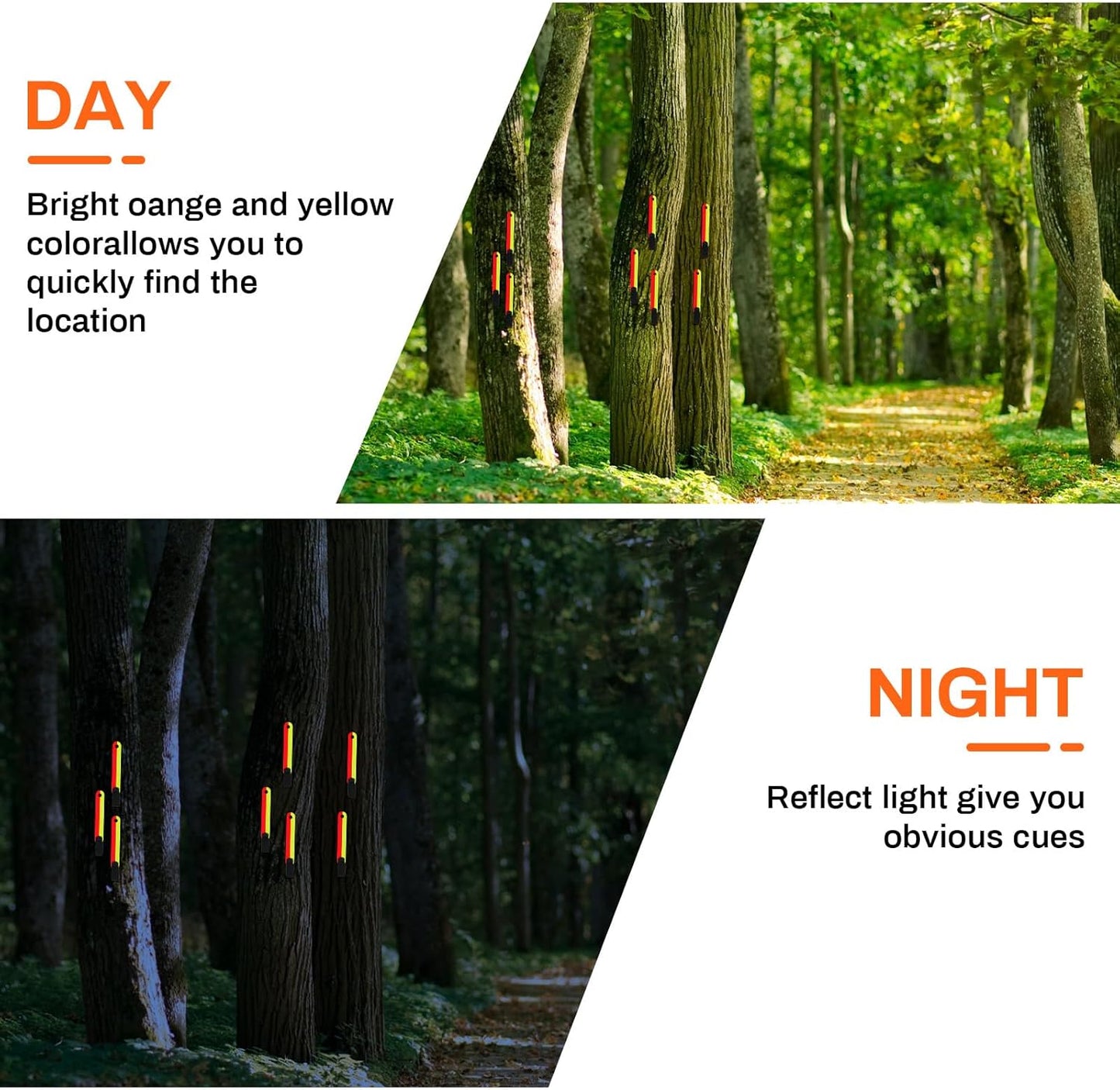 24/48/72/96/120 Pcs Trail Markers for Hunting Reflective Trail Markers High Visibility Glow Tree Reflector Tags with Clip for Tree Stand Hunting Hiking Camping